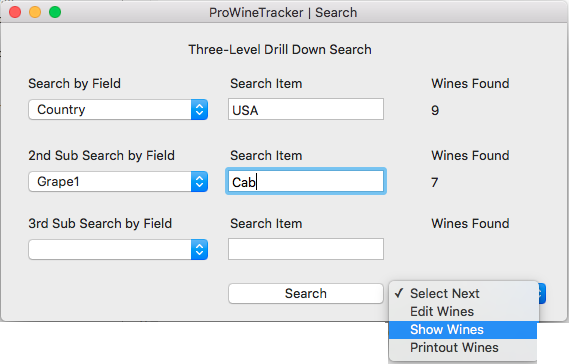 ProWineTracker Database Search
